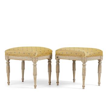 60. A pair of late Gustavian stools by J. E. Höglander (master in Stockholm 1777-1813).
