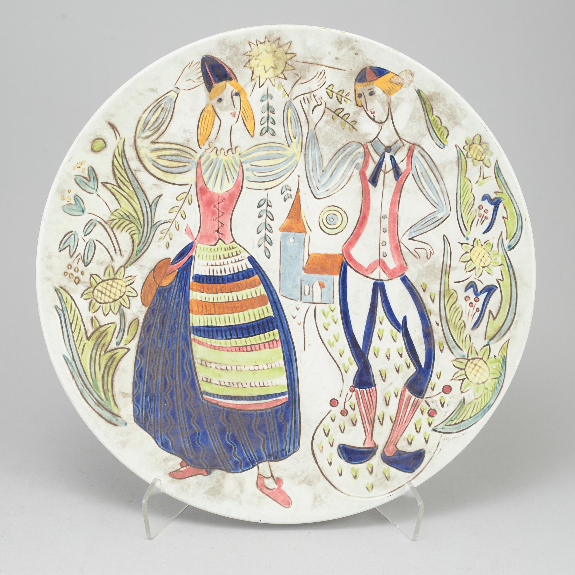 CARL-HARRY STÅLHANE & OSKAR DAHL, three stoneware plates, Rörstrand, Sweden, mid 20th century.