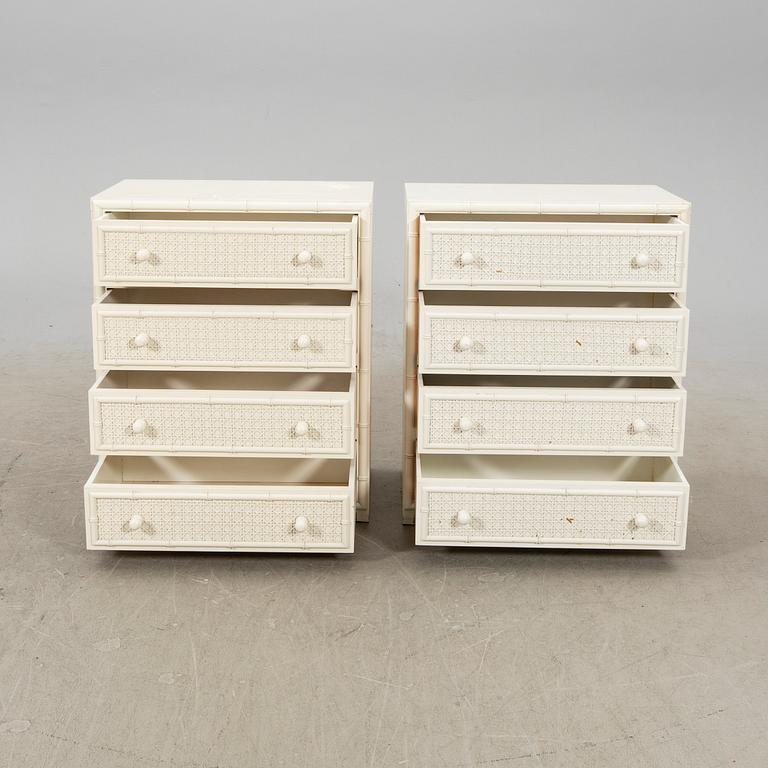 A pair of laquered rattan dressers 1970s.