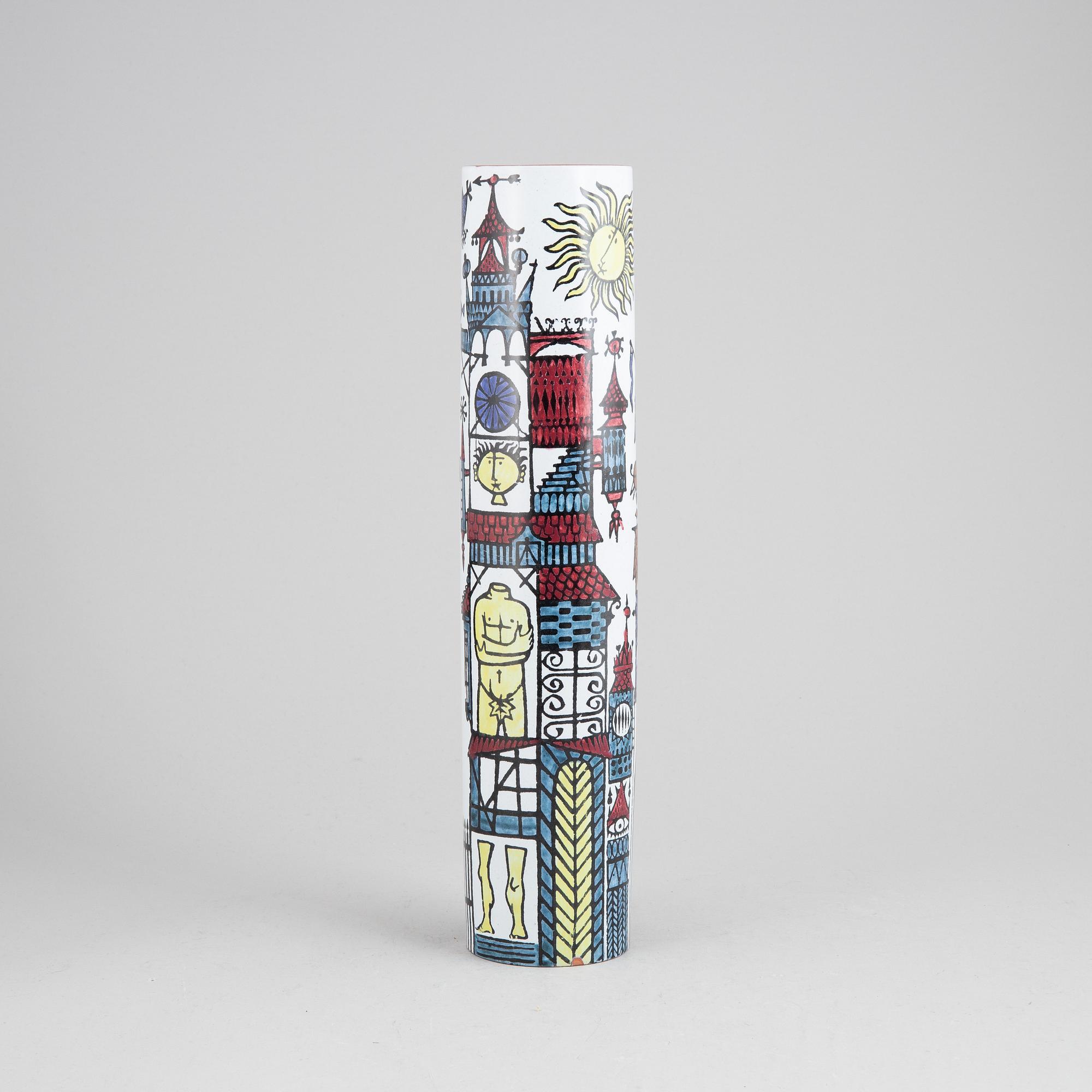 An earthenware 'Karneval' vase by Stig Lindberg, Gustavsberg Studio.