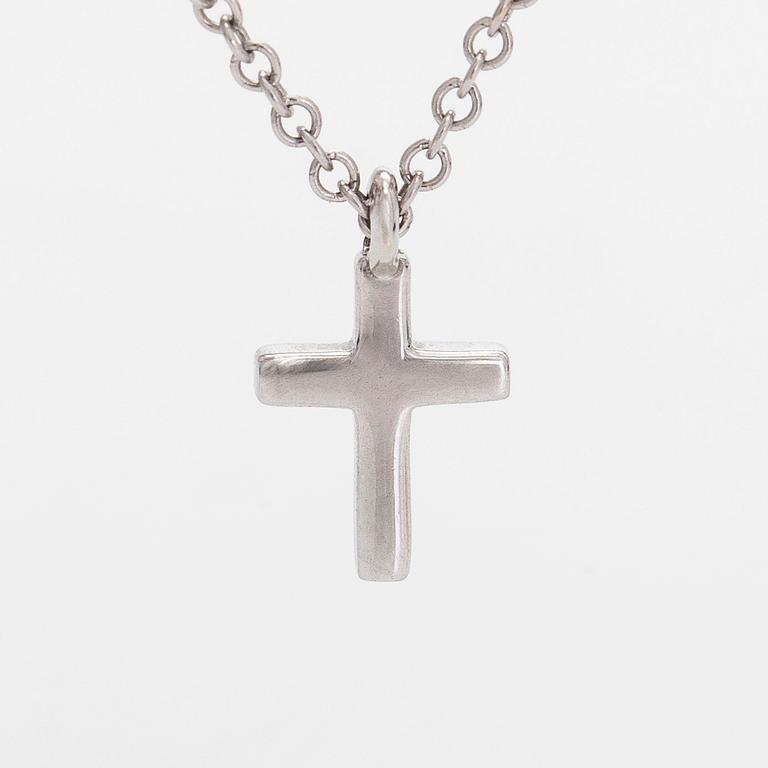 Tiffany & Co, an 18K white gold "Metro Cross" necklace with diamonds.