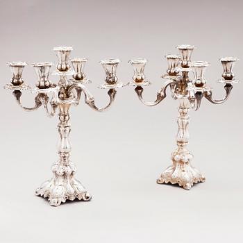 Two five-light silver candelabra, Kultakeskus, Hämeenlinna, Finland 1945 and 1985/-86.
