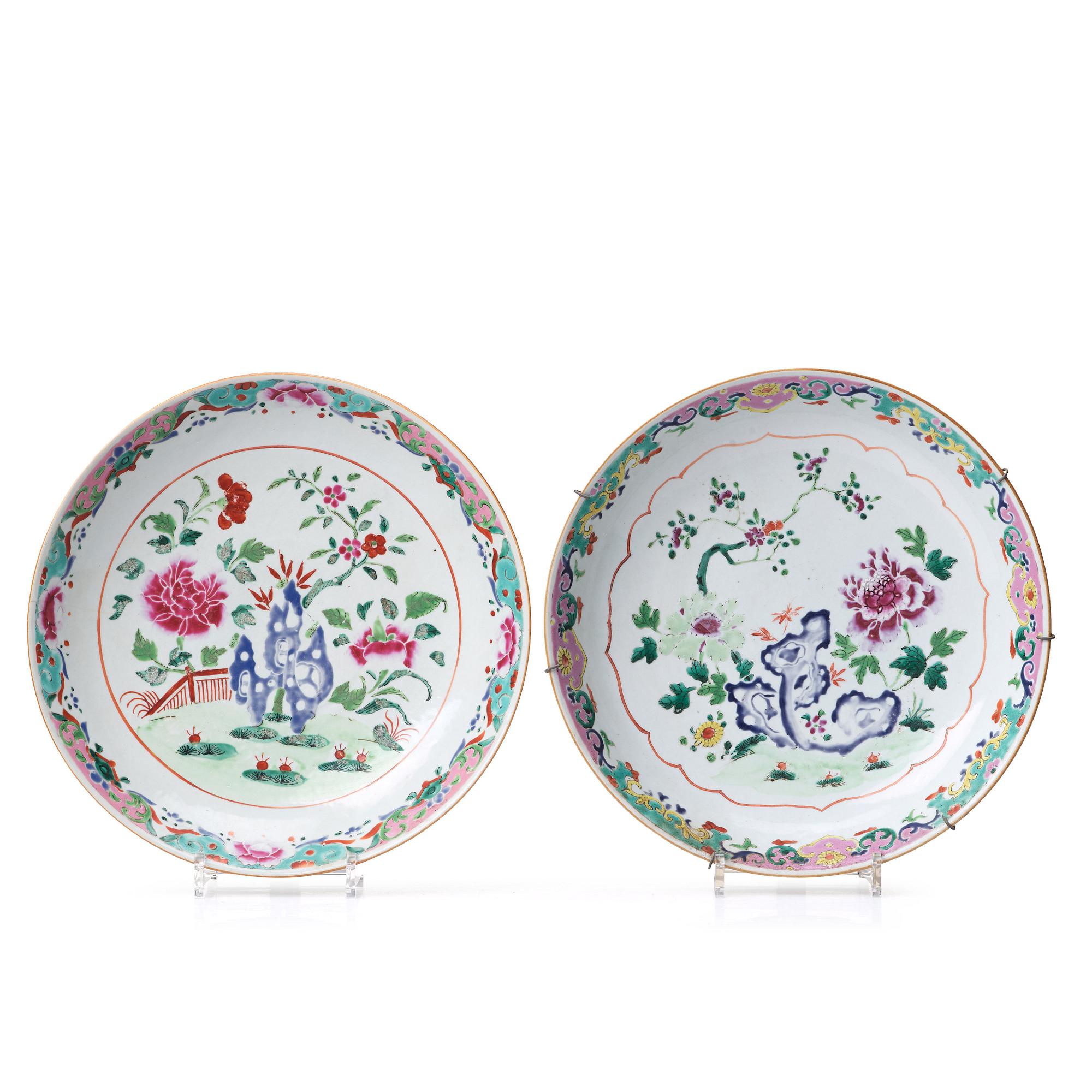 Fat, två stycken, porslin. Qingdynastin, Qianlong (1736-95).