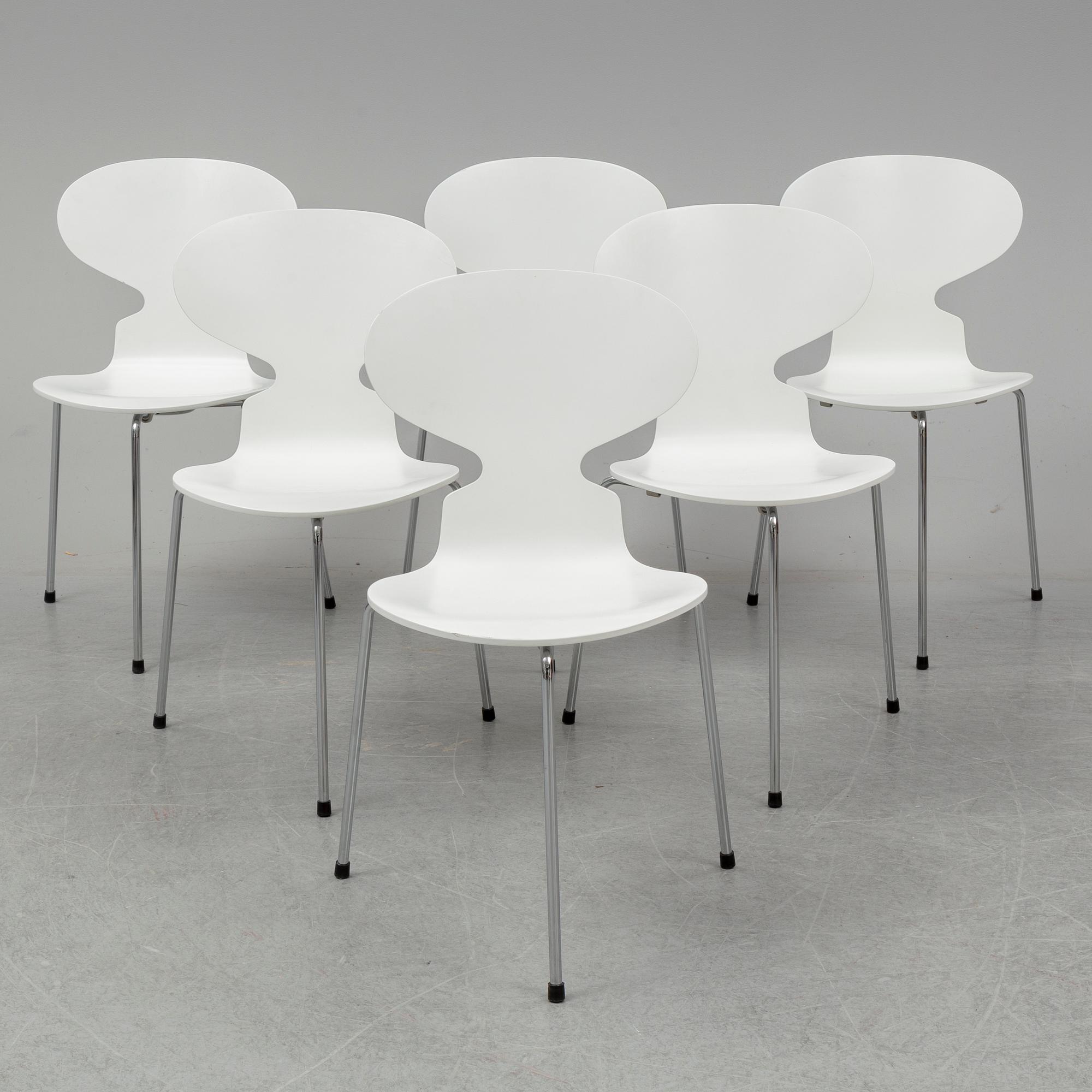 ARNE JACOBSEN, stolar, 6 st, "Myran", Fritz Hansen, Danmark, 2004.