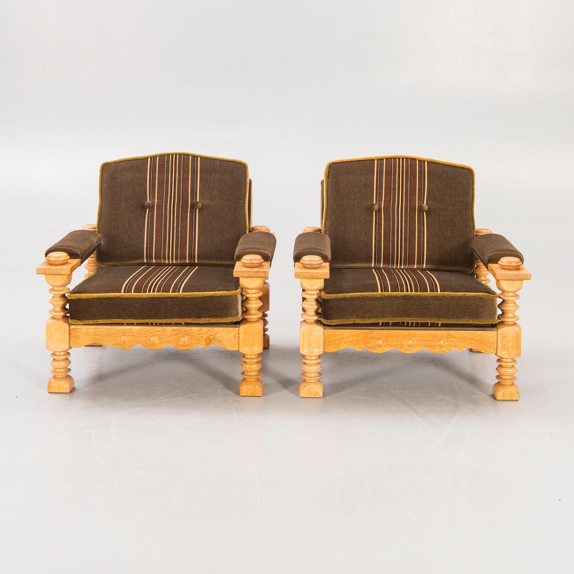 Armchairs, a pair, Denmark, 1970s.