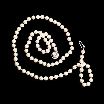 PÄRLCOLLIER, odlade sötvattenpärlor, lås 18 k vitguld.