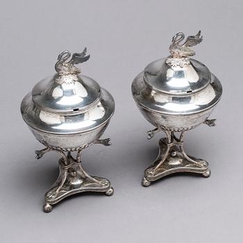 A pair of Swedish 19th century silver sugar-bowls, mark of Carl Magnus Ryberg, Soderkoping 1826.