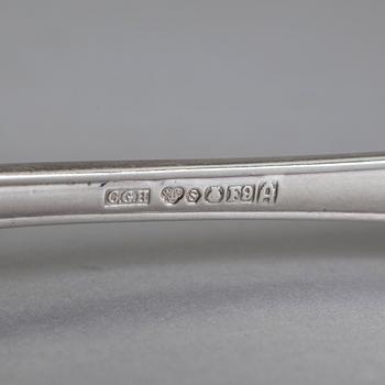 BESTICKDELAR, 18 st, sterling silver, CG Hallberg, 1950-tal. Vikt exkl knivar med stålblad, ca 596 g.