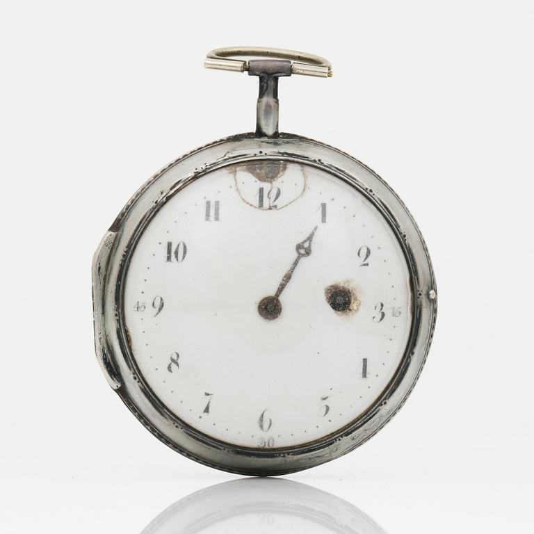 FICKUR, silver, spindelgång, urverket av Lind, London, Storbritannien, 1794. Total vikt ca 125 g.