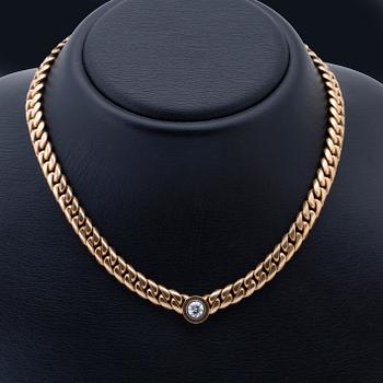 Necklace 18k gold 1 old-cut diamond approx 0,90 ct approx H-I/SI, Gunnar Fahlström Stockholm 1991, total weight 86,0 g.