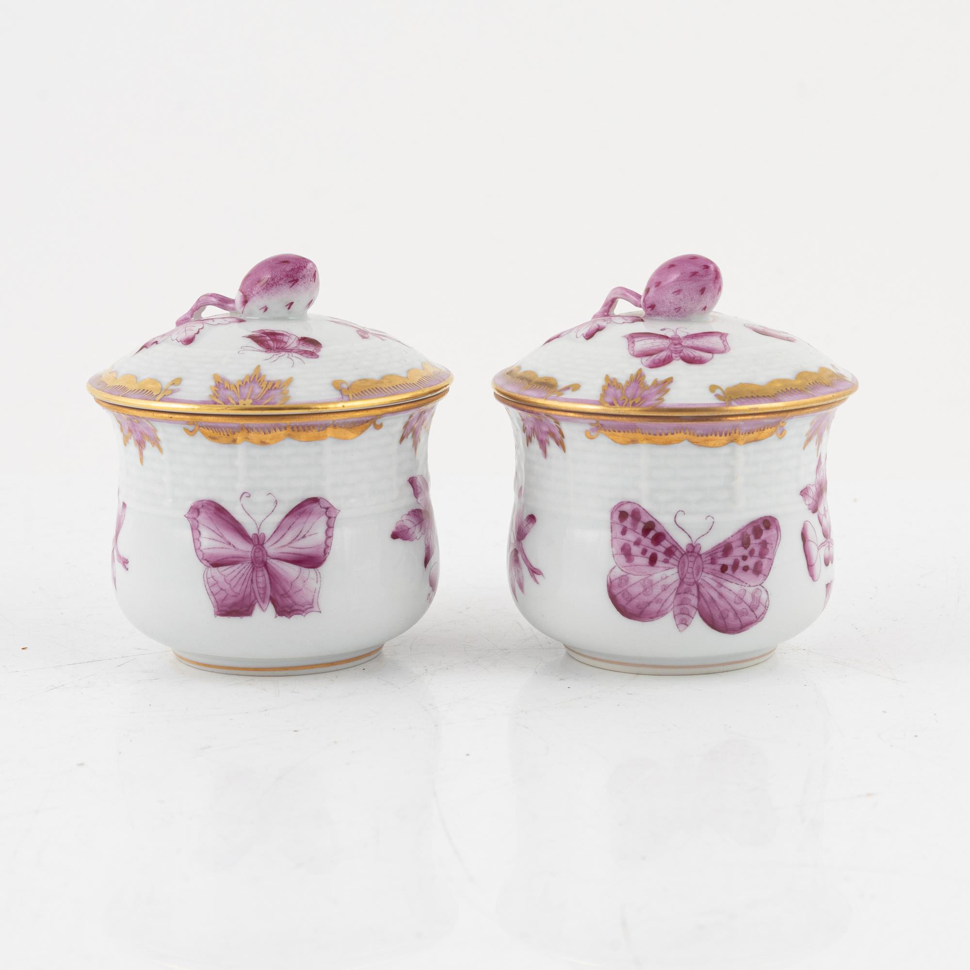 A set of 15 Herend custard cups with covers, 20th Century.