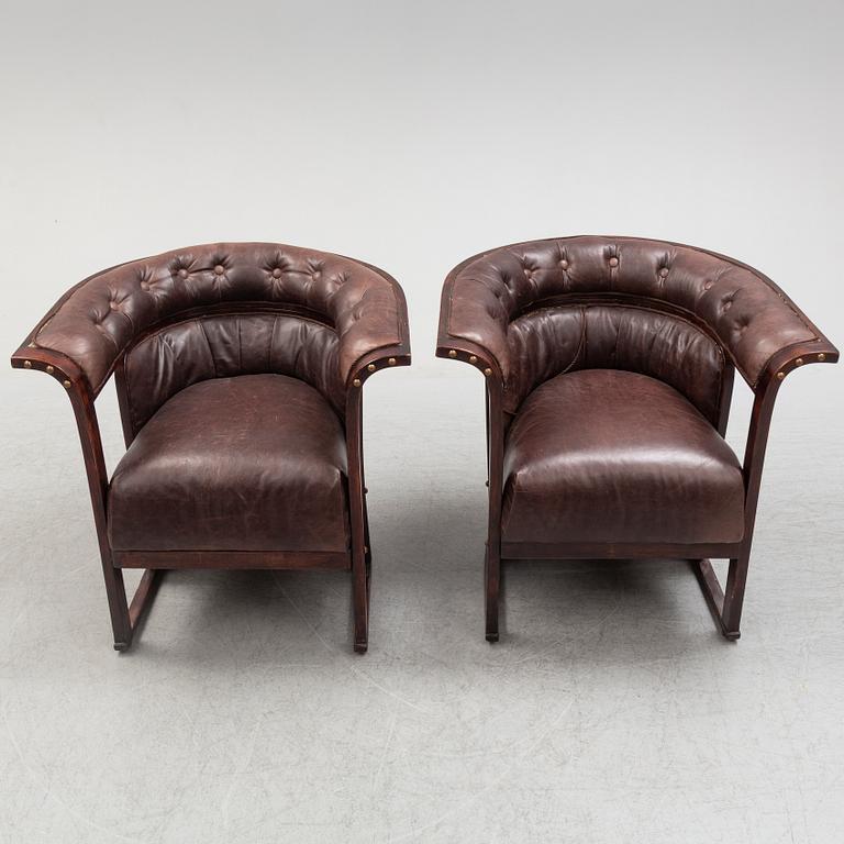 A 'Buenos Aires' Saloon suite, sofa and two easy chairs by Josef Hoffman, Jacob & Josef Kohn, Vienna, circa 1900.