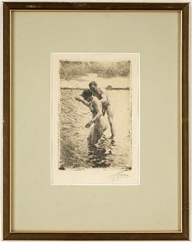 ANDERS ZORN, etsning, "Lots", 1919, signerad i blyerts.