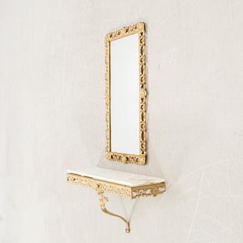 Mirror with console table, mid-20th century.