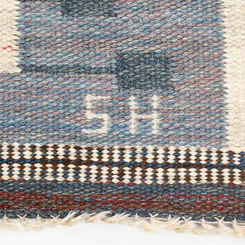 Edna Martin, a carpet, "Flickorna i fönstret", flat weave, ca 294 x 204 cm, signed SH (Svensk Hemslöjd).