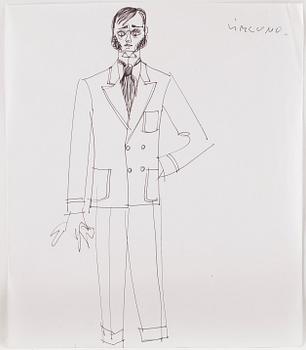 MAX GOLDSTEIN (MAGO) akvarellteckningar, kostymskisser och blyertsteckningar, ca 70 st, bl a 1940-tal, delvis sign.