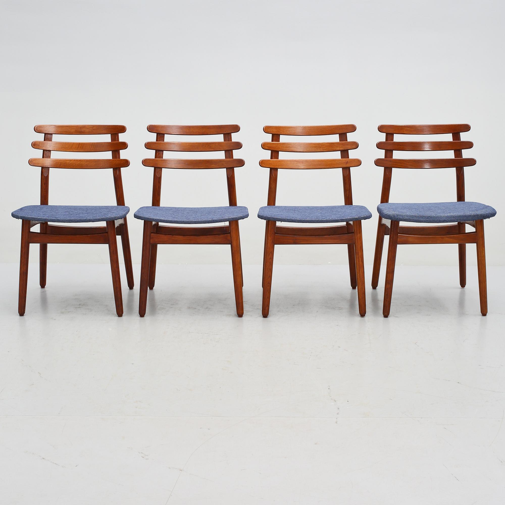 STOLAR, 4 st, "J48", Poul Volther, FBD Möbler, 1900-talets andra hälft.