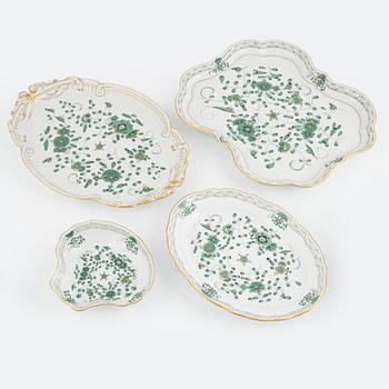 A 69-piece porcelain dinner service,  "Indische Malerei Grün", Meissen, Germany.