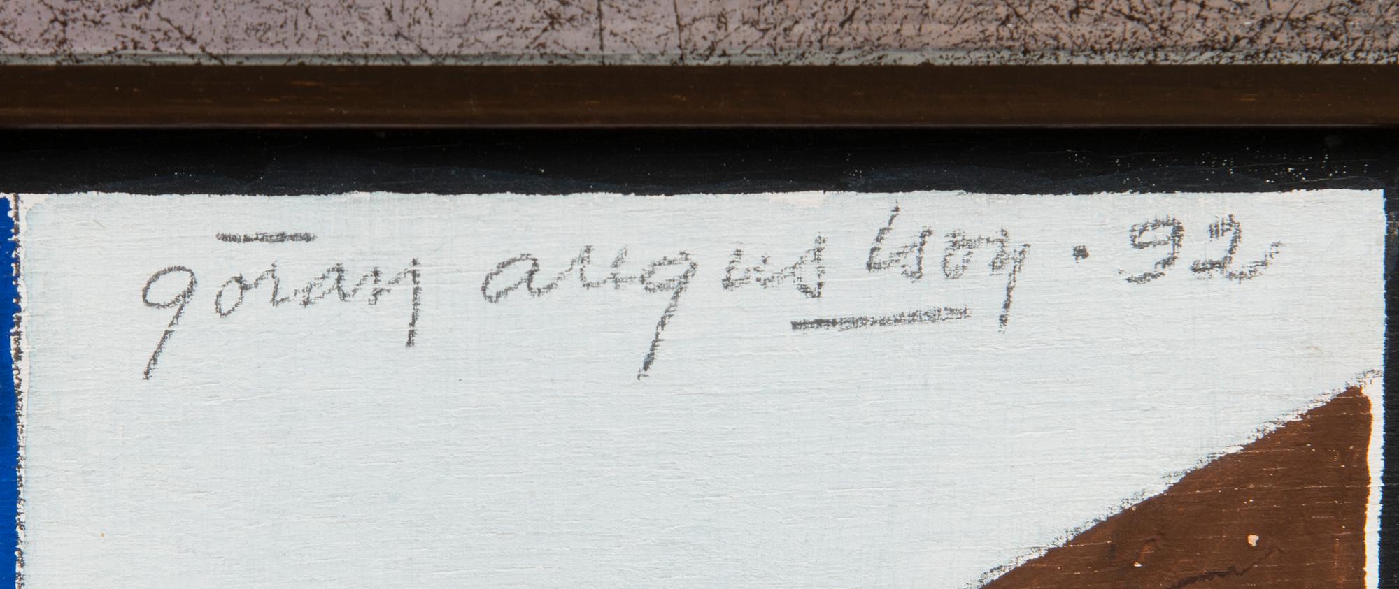 GÖRAN AUGUSTSON, gouache på plywood, signerad och daterad -92.