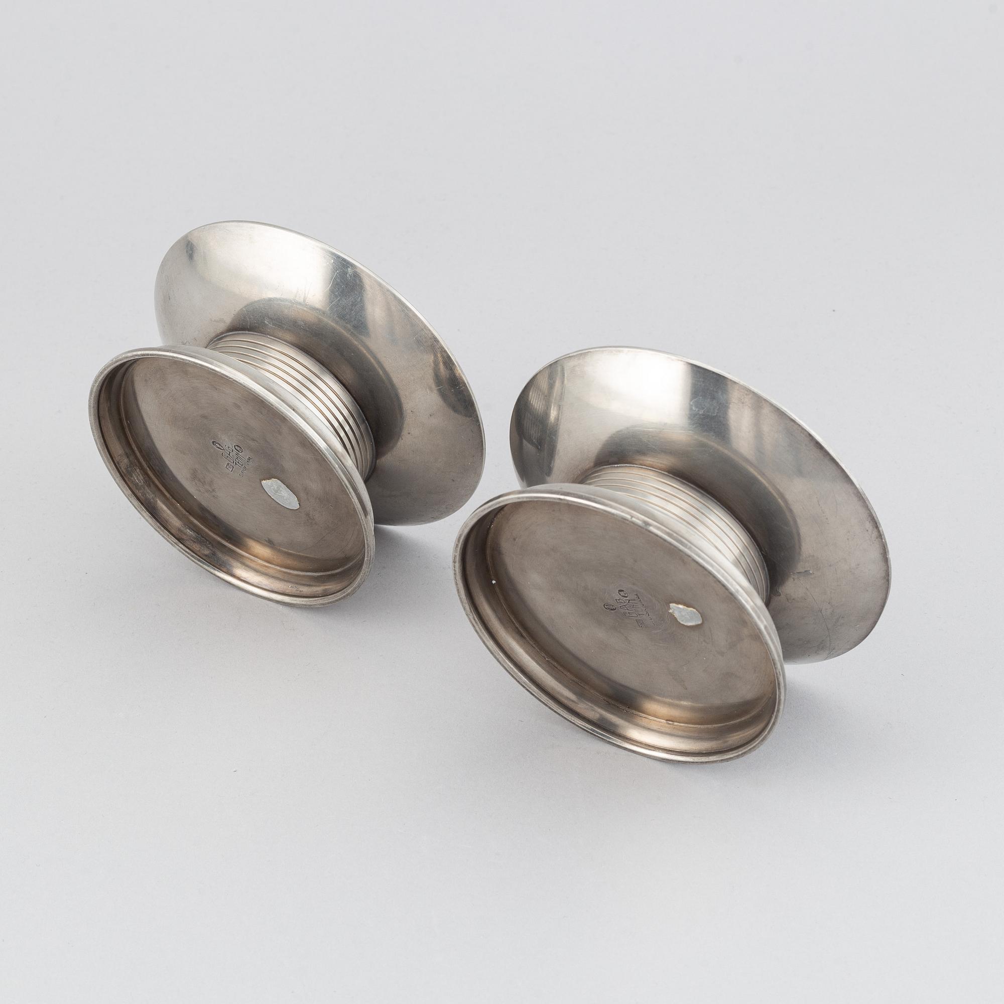A pair of swedish pewter candlesticks, GAB 1939.