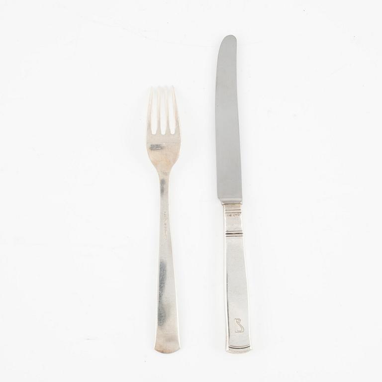 Jacob Ängman, 16 pieces silver cutlery model 'Rosenholm', GAB, Stockholm 1953-54.