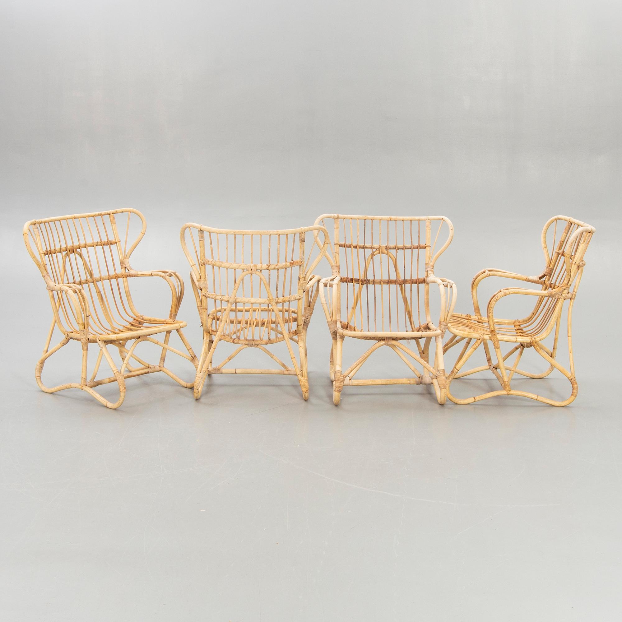 Garden group, 4 armchairs, table, second half of the 20th century.