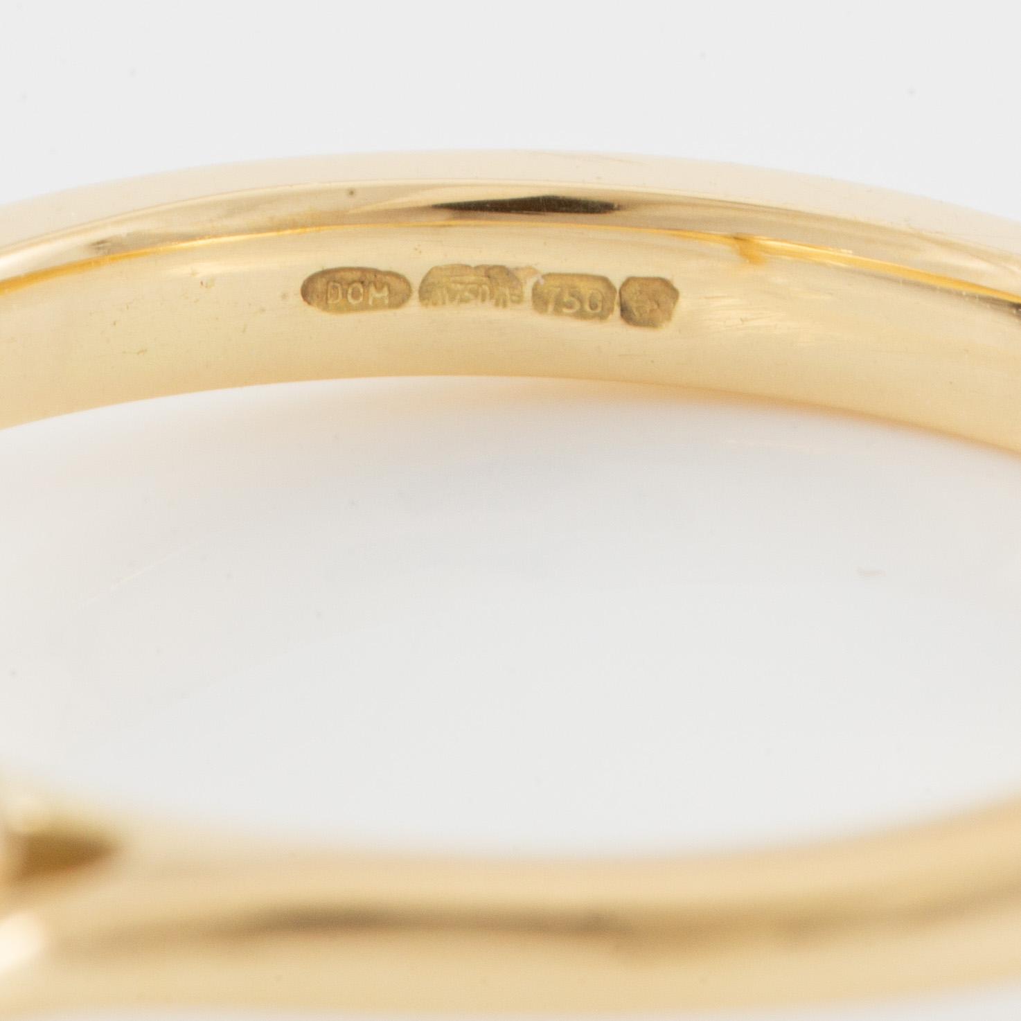 Ring, solitaire ring, 18K gold with brilliant-cut diamond.