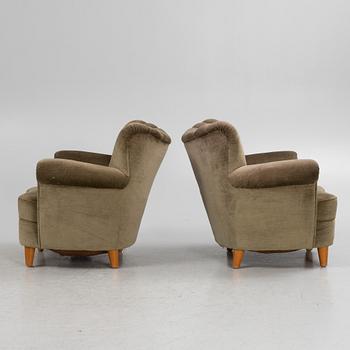 A pair of easy chairs, 1940s.