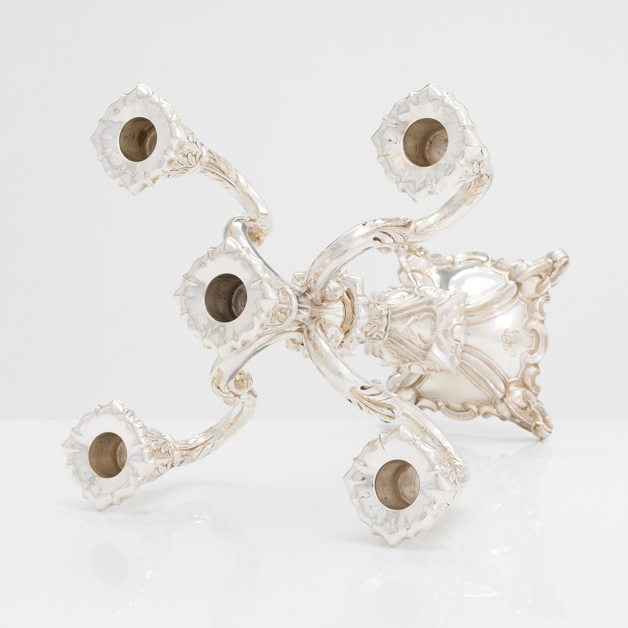 Kandelaber, silver, Auran Kultaseppä, Åbo 1966.