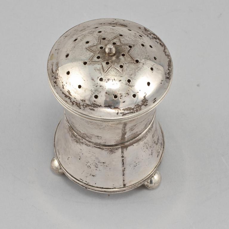 SOCKERRUSKA, silver, Nils Jakob Adamsson (1834-1847), Norrköping. Vikt 130 g.