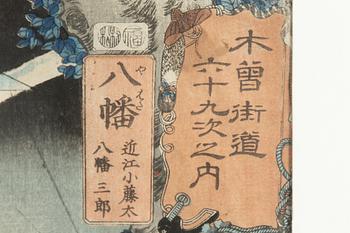 Utagawa Ichiyusai Kuniyoshi, 'Yawata: Archer and Rainbow'.
