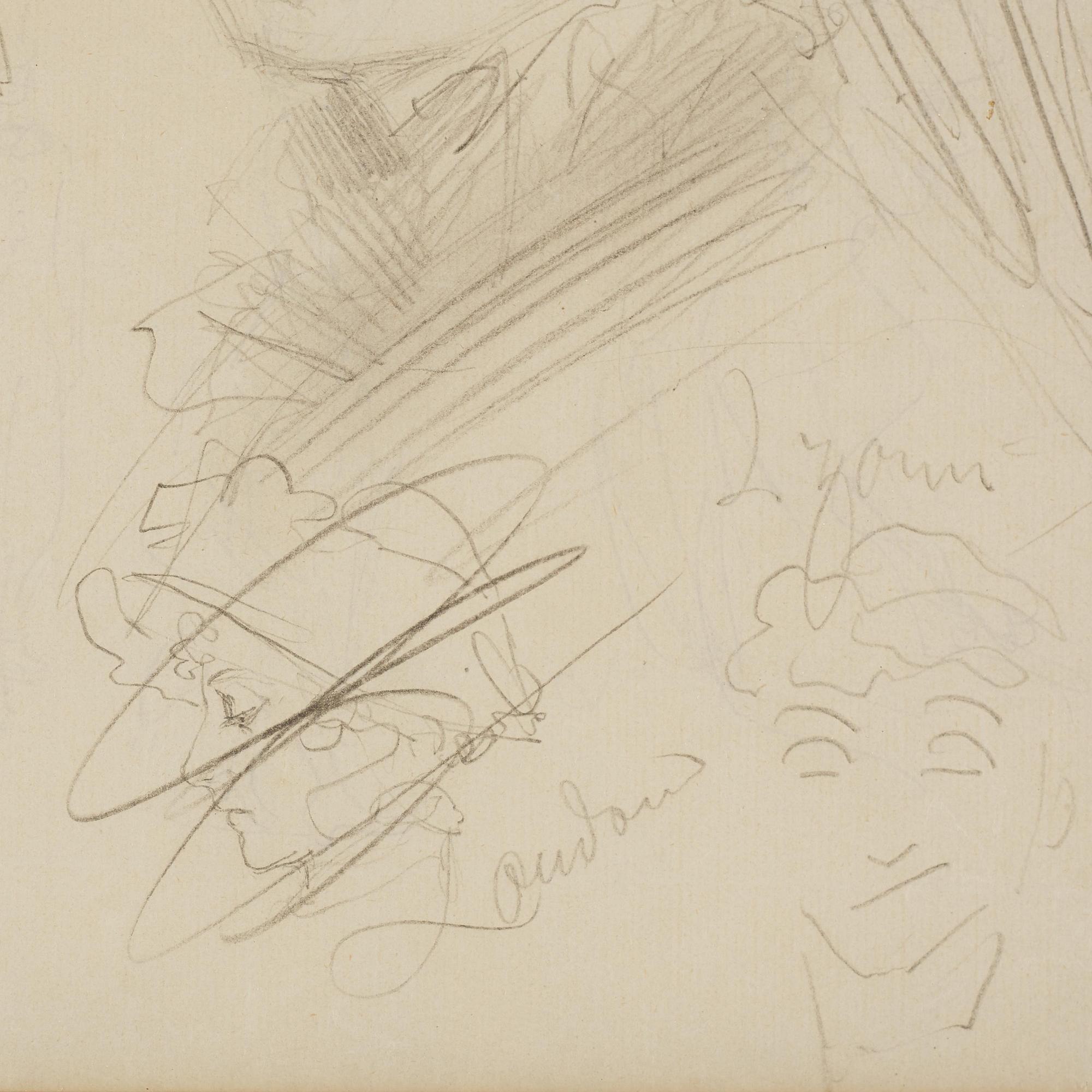 Anders Zorn, A portrait sketch and caricature drawings.