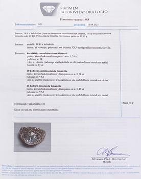 Ring, rose-cut diamond 1.35 ct, 18K gold.