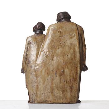 Åke Holm, a stoneware sculpture "Saul and David", Höganäs, Sweden 1950's.