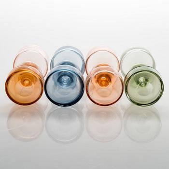 Kaj Franck, A set of four KF245 glass vases, all signed. Nuutajärvi Notsjö.