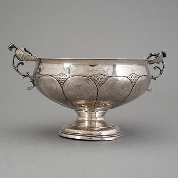 A SWEDISH SILVER brany-bowl, mark of Nils Grubb, Hudiksvall 1782. Weight ca 335 g.