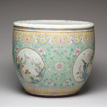FISKBASSÄNG, porslin. Qingdynastin, 1800-tal.