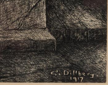 GUSTAF DILLBERG, 3 st. Teckning. Signerad och daterad 1917.