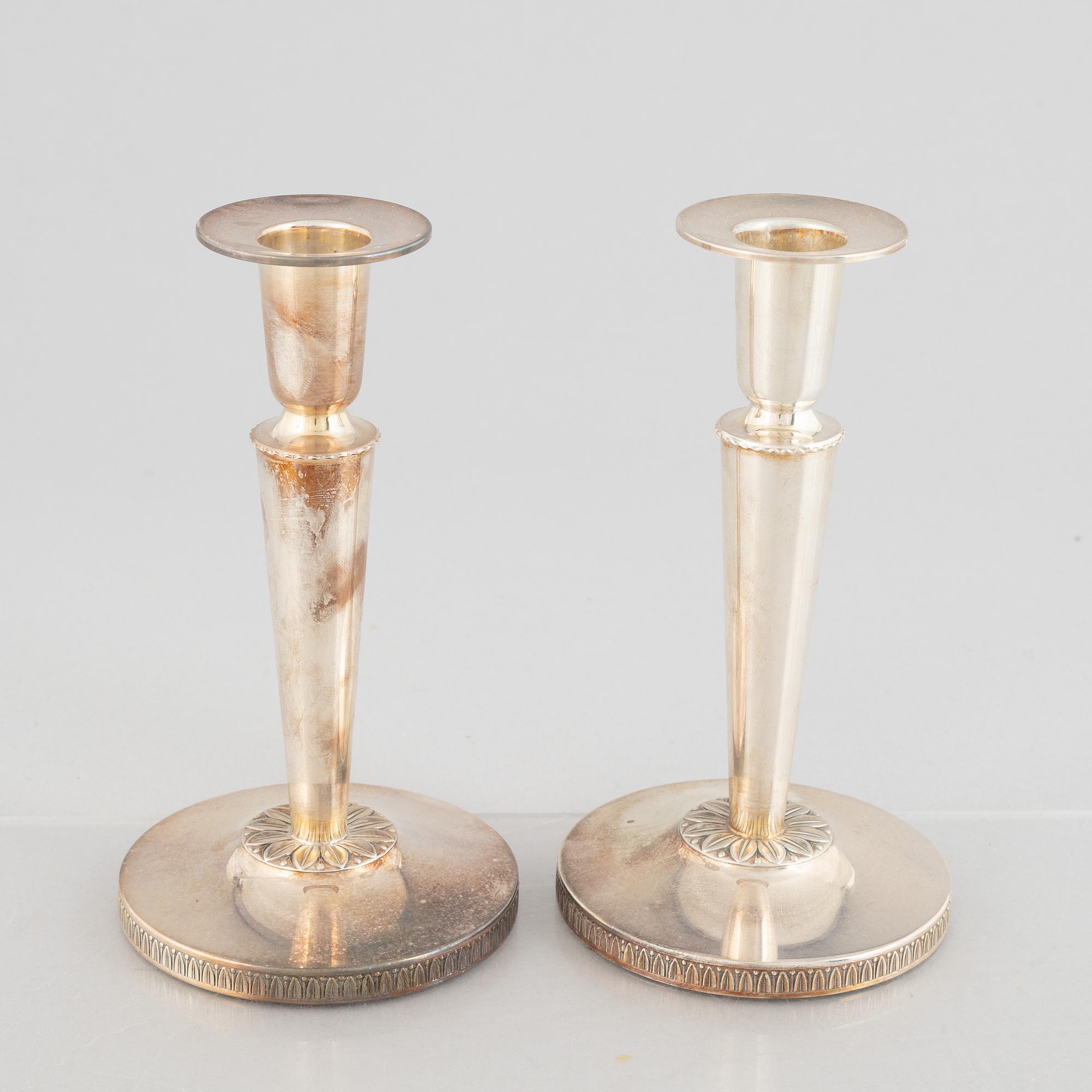A pair of silver candelsticks, K&EC, Gothenburg, 1968.