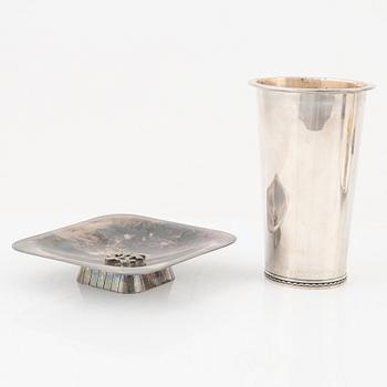 Silverföremål, 9 delar, bland annat Eric Råström, Råströms Silver- O Nysilverfabrik, Stockholm, 1955.