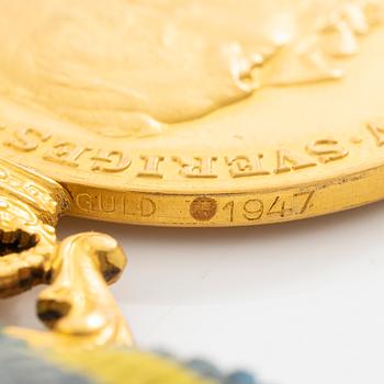 Medalj, Sverige, guld 18 K, "För nit & Redlighet" 1947.
