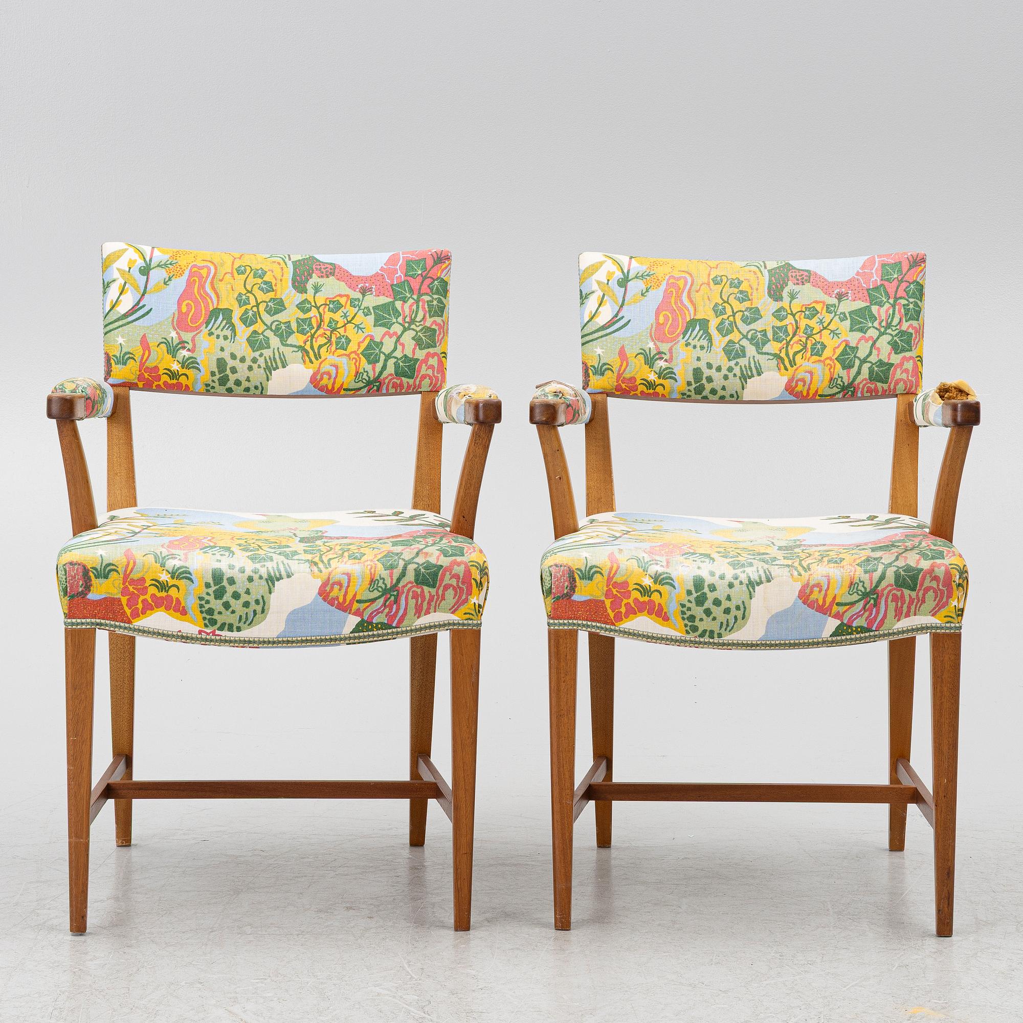 Josef Frank, a pair of model 695 armchairs, Svenskt Tenn.