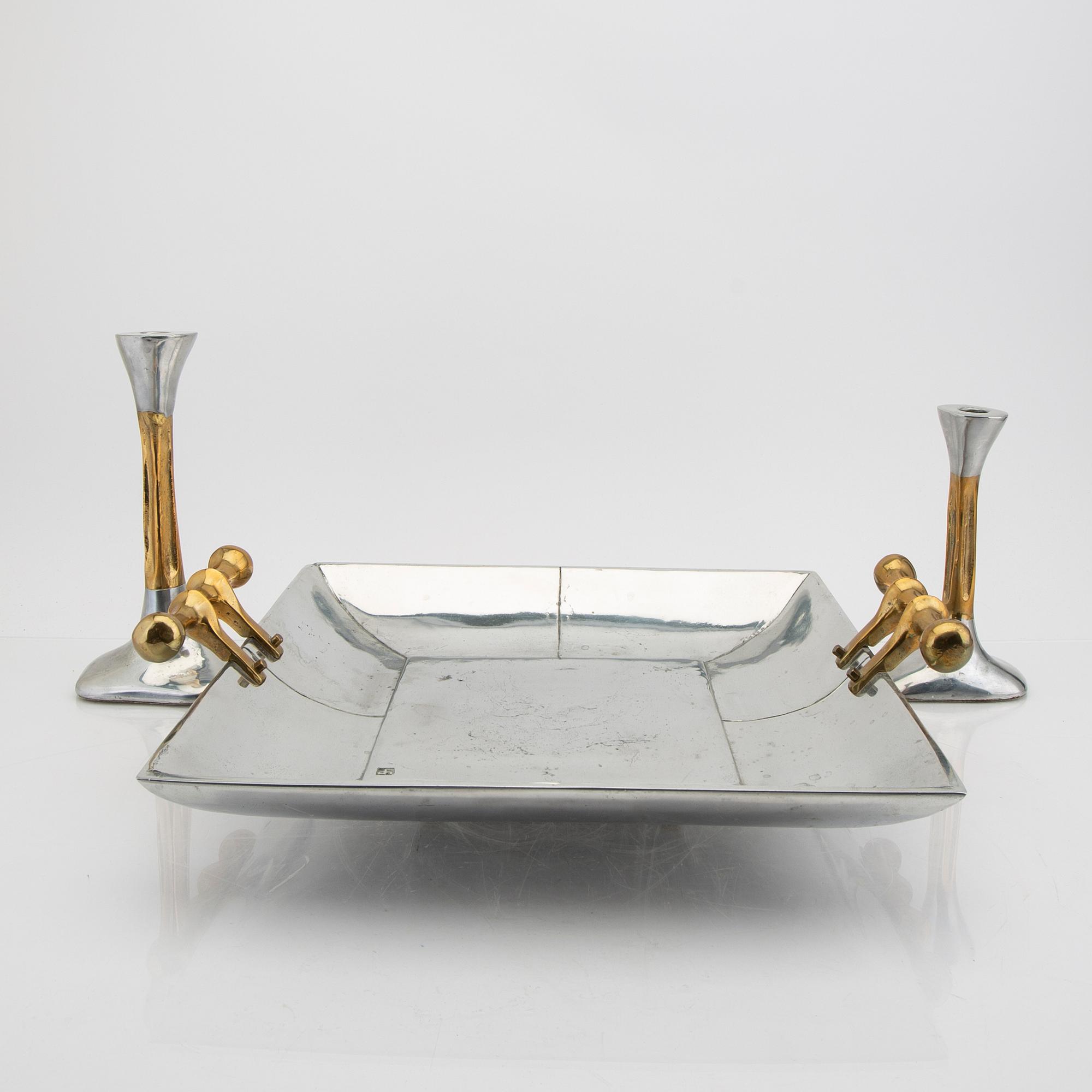 David Marshall, a bowl and two candle sticks.