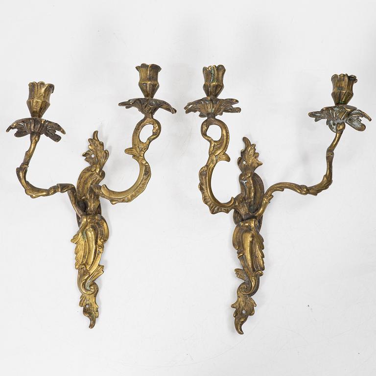 A pair of Rococo style wall sconces, 19th century.