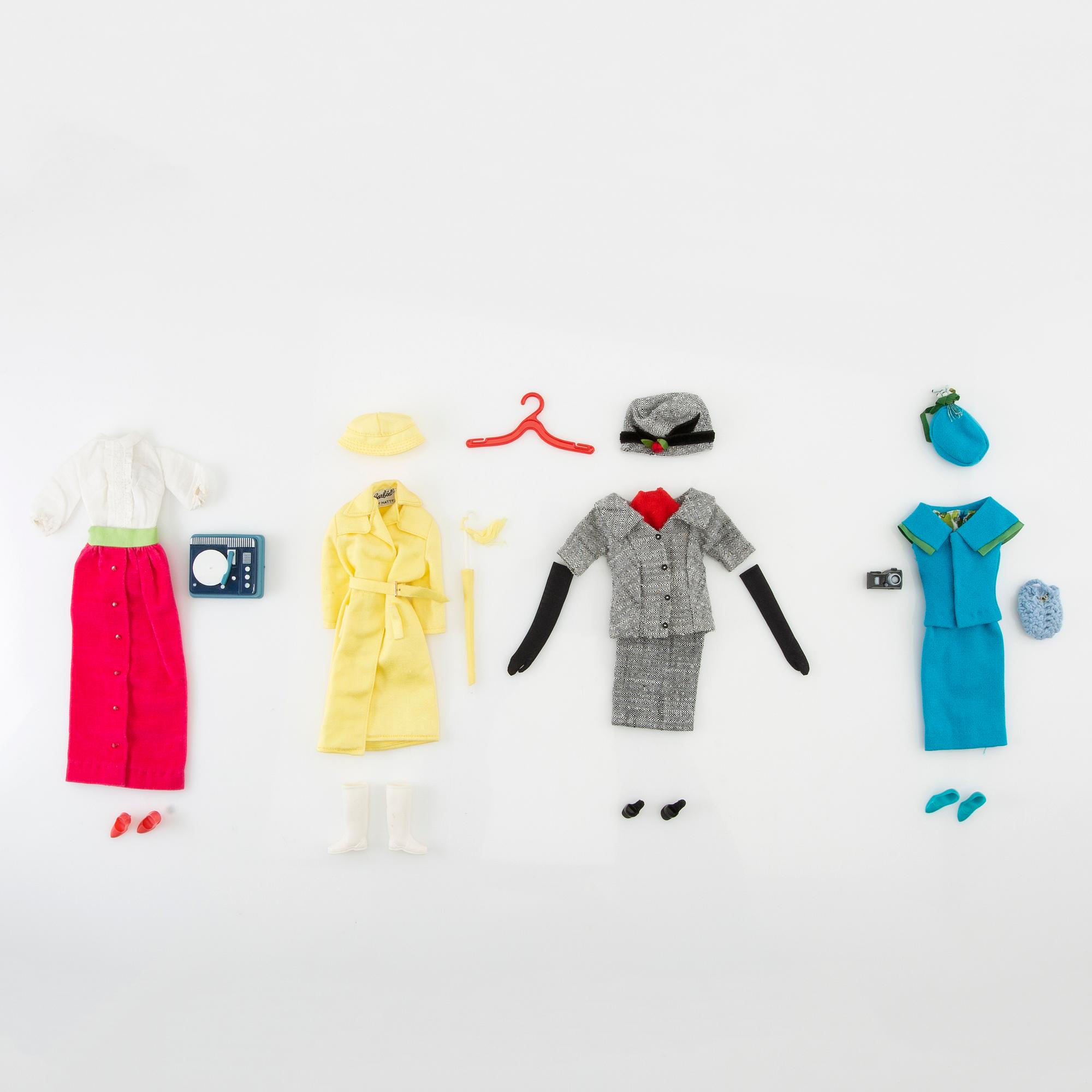 Barbie clothes 4 sets. Vintage including "Fashion Editor" Mattel 1965. "Stormy Weather" Mattel 1963-64.