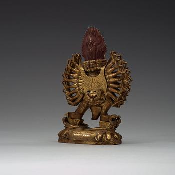 A bronze figure of Yamantaka Vajrabhairava and consort, Tibeto-Chinese, circa 1900.