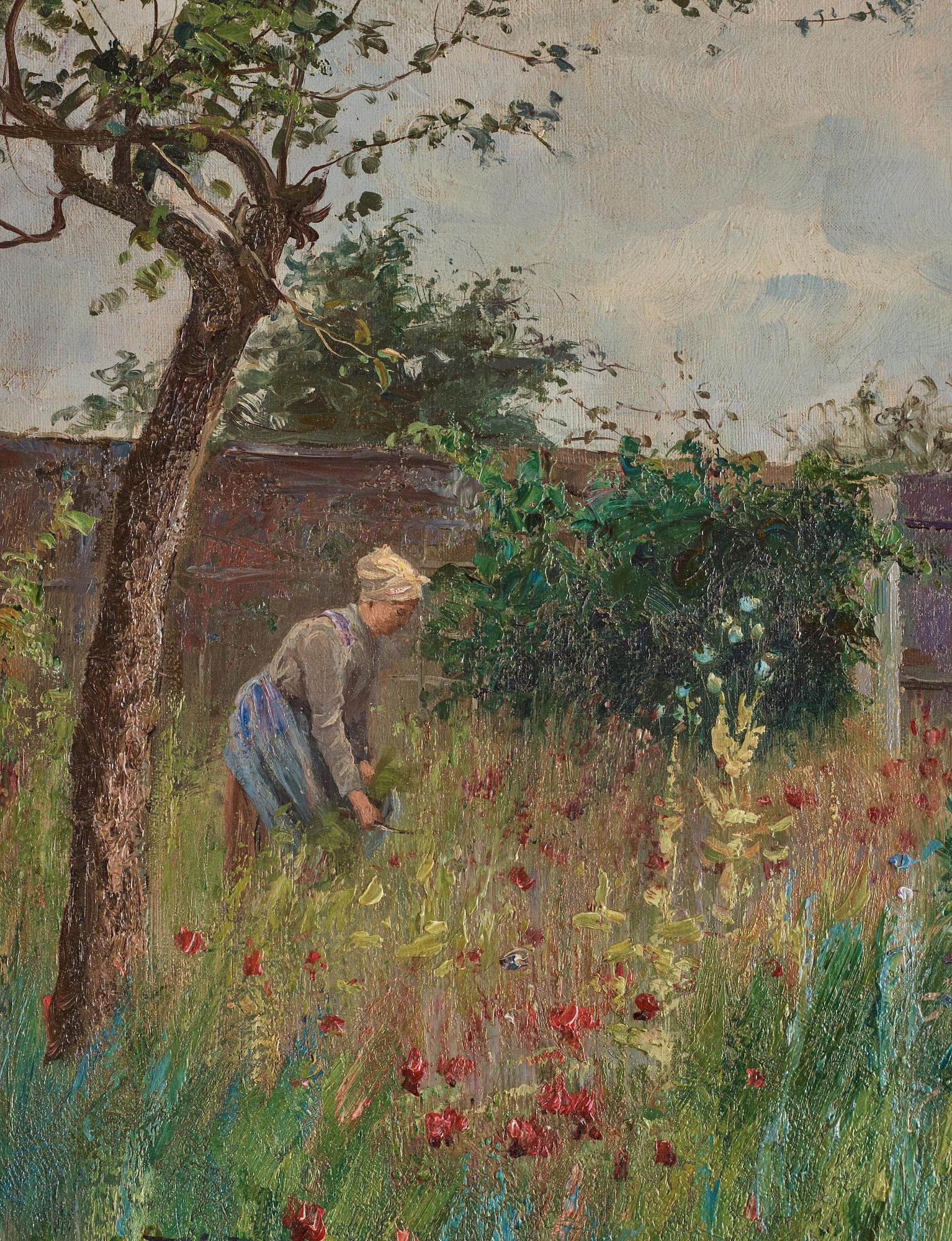 Charlotte Wahlström, ”Kvinna i blommande trädgård”.