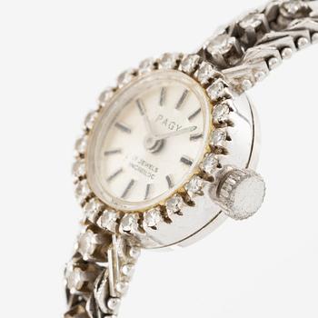 Pagy, armbandsur, 18K vitguld med diamanter, 17 mm.