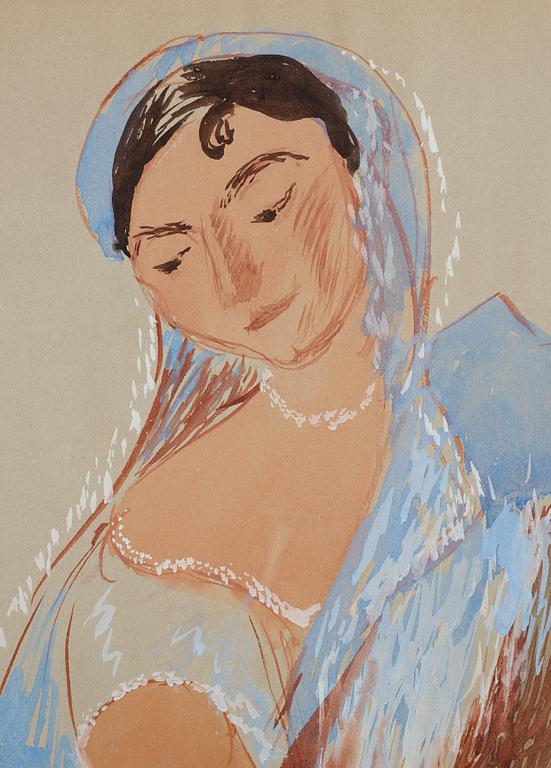 Sigrid Hjertén, Seated woman in blue - the hindu.