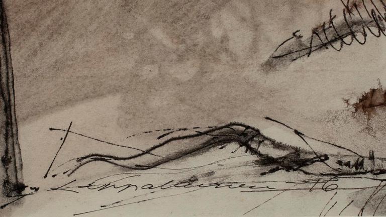 MAUNO LAPPALAINEN, akvarell samt tusch, sign. och dat. -76.